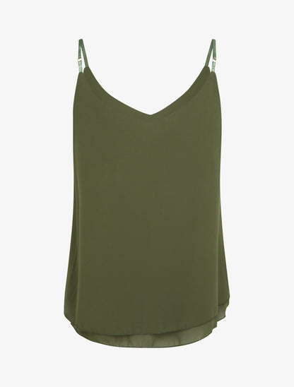 Caraco uni en voile superposé - Kaki - 2