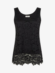 Top sans manches en dentelle à col U - Noir - 1