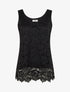 Top sans manches en dentelle à col U - Noir - 1