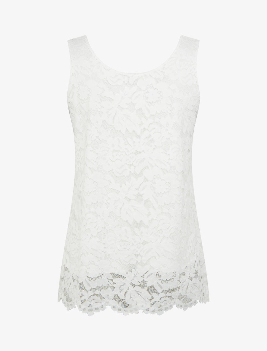 Top sans manches en dentelle à col U - Blanc - 2
