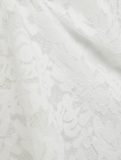 Top sans manches en dentelle à col U - Blanc - 3