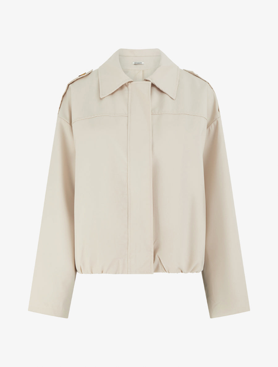 Veste fluide unie zippée - Beige - 1