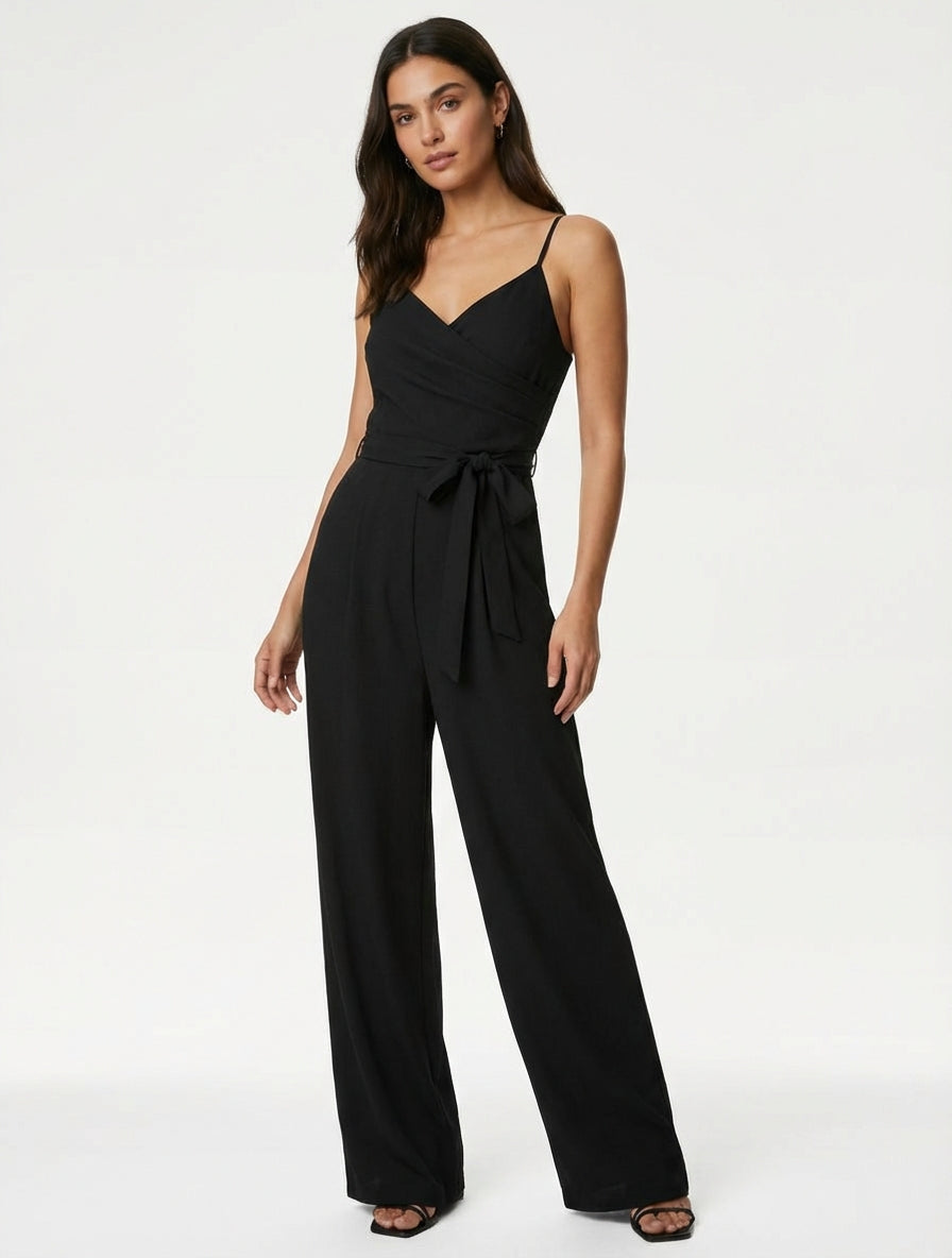 Rechte combinatie met fijne bandjes - Zwart