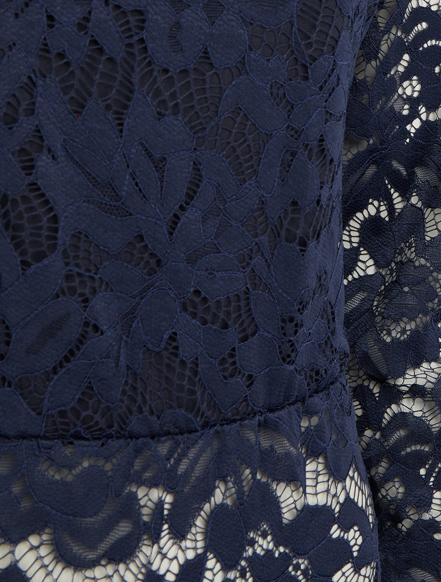 Body en dentelle manches longues - Marine - 3