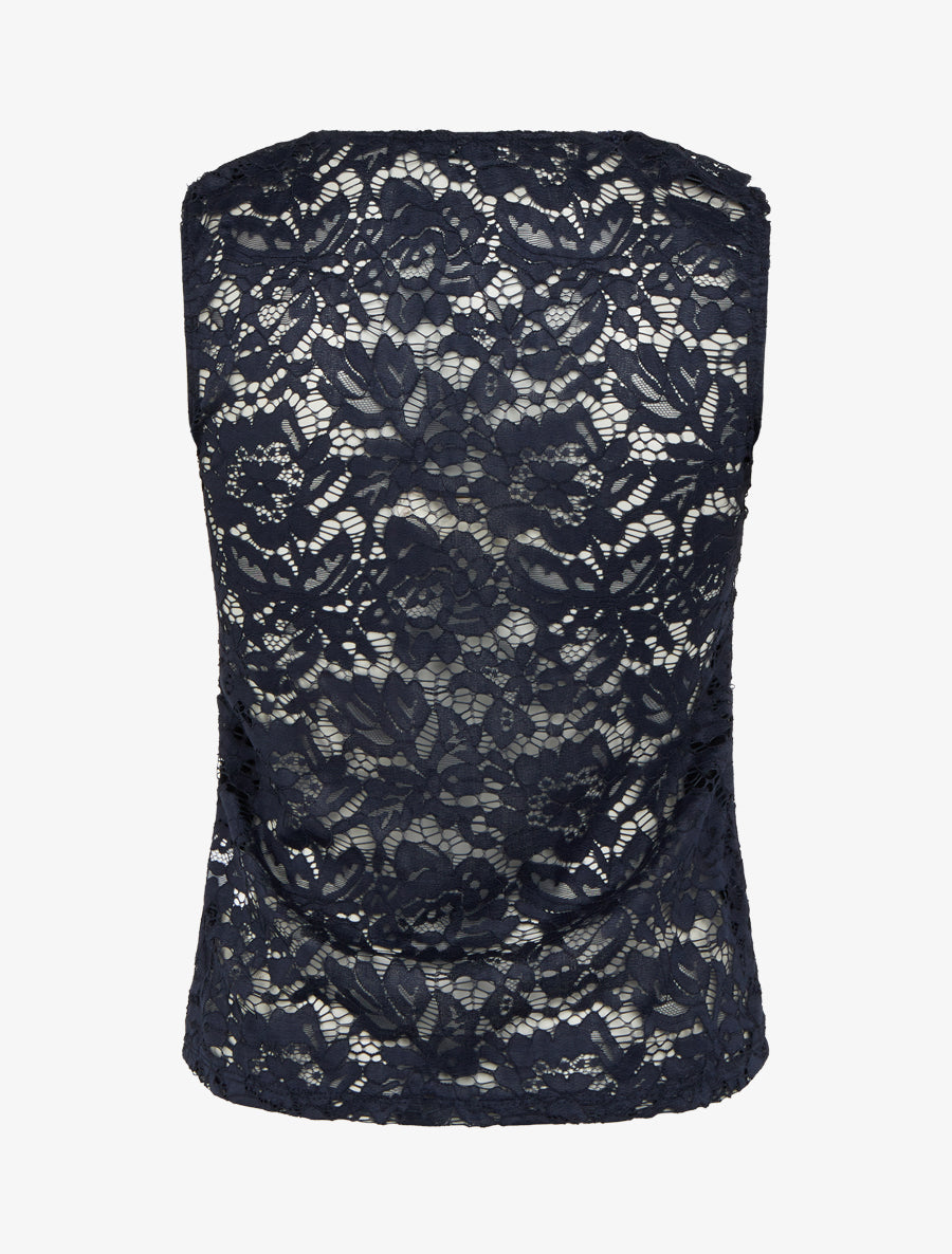 Top sans manches en dentelle - Marine - 2