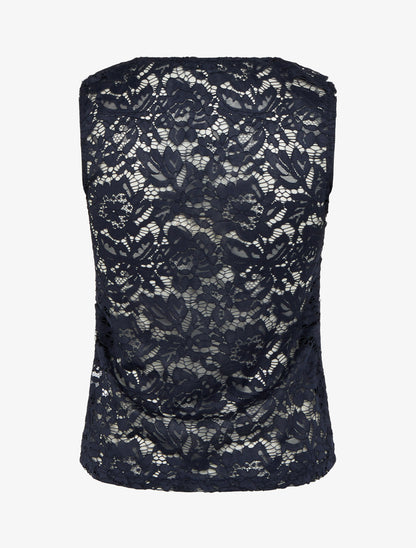Top sans manches en dentelle - Marine - 2