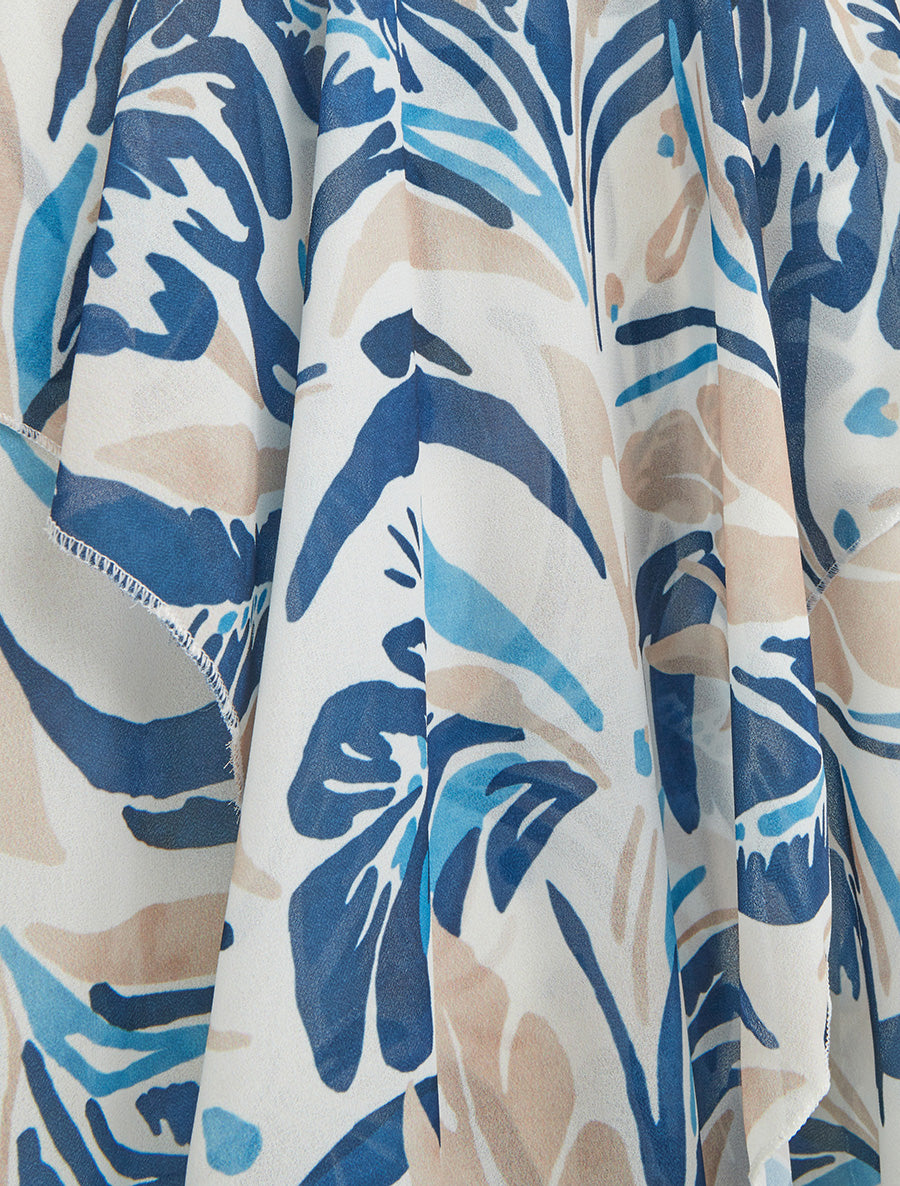 Caraco volanté imprimé feuilles - Marine - 3