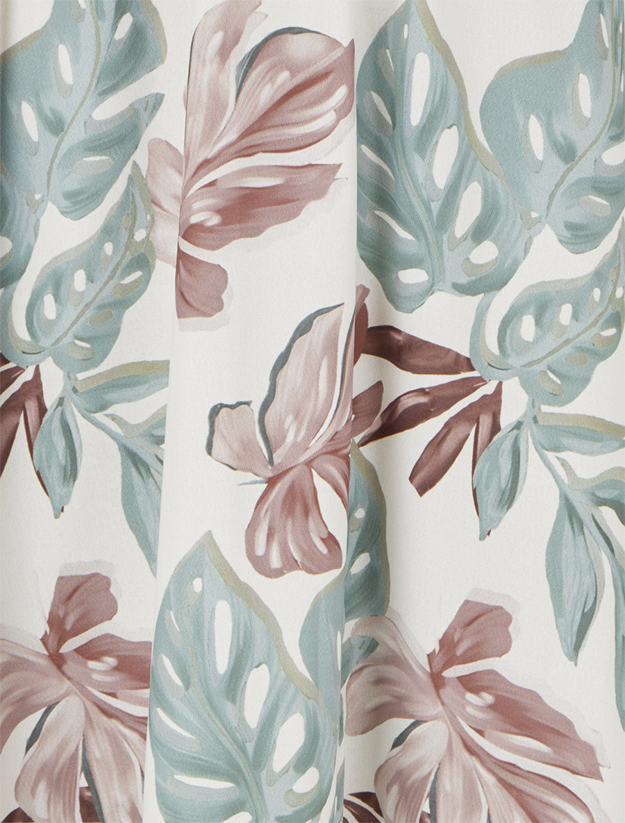 Robe longue à fines bretelles imprimé tropical - Kaki - 3