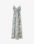 Robe longue à fines bretelles imprimé feuillage - Kaki - 1