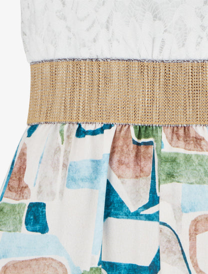 Combinaison à dentelle et imprimé fantaisie - Bleu ciel - 3