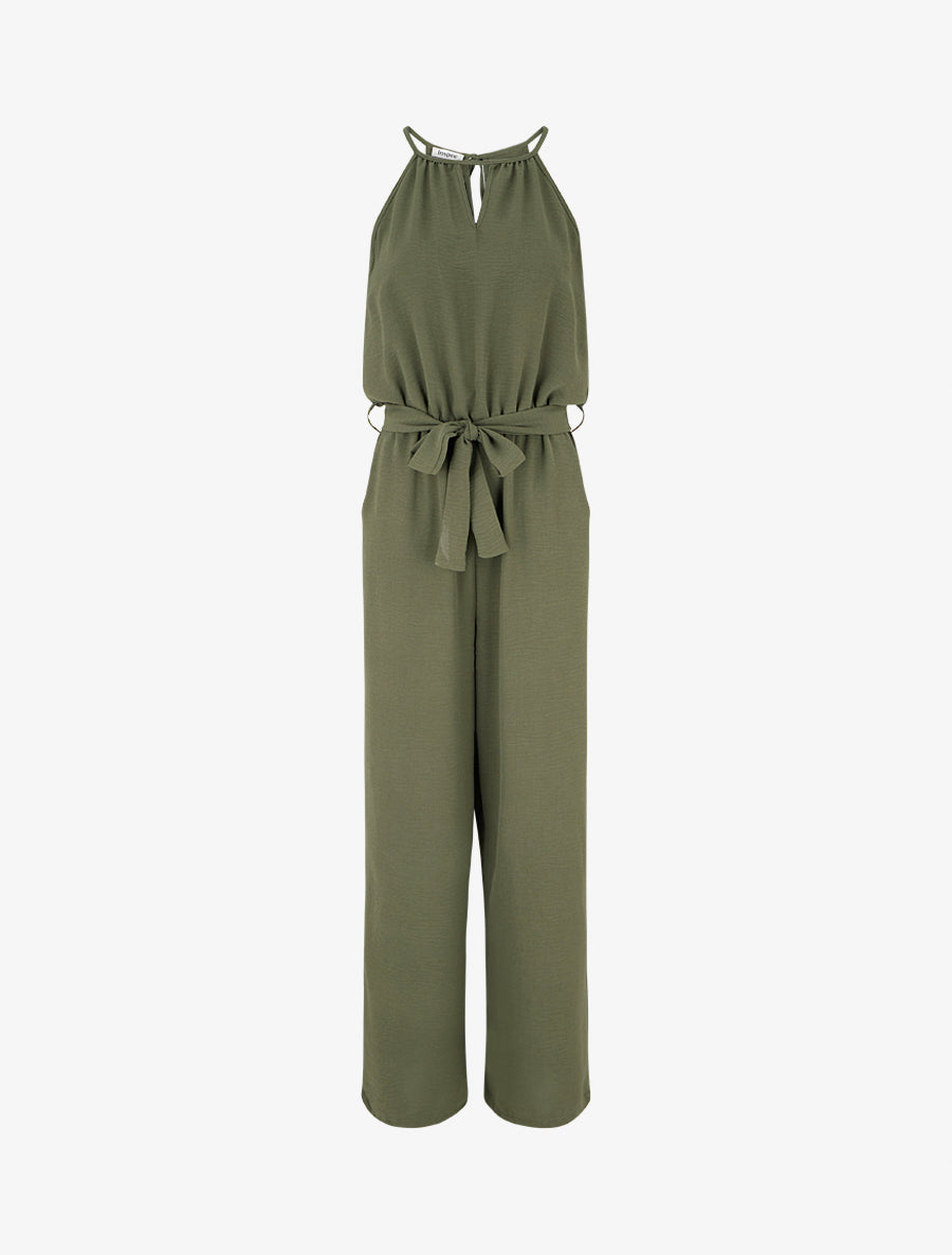 Combinaison ajourée à taille élastiquée - Kaki - 1