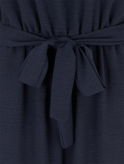 Combinaison ajourée à taille élastiquée - Marine - 3