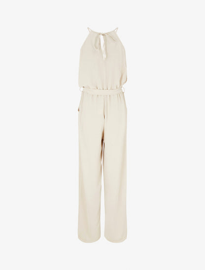 Combinaison ajourée à taille élastiquée - Beige - 2