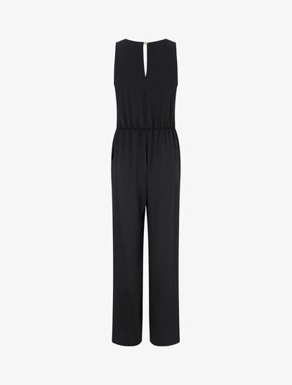 Combinaison unie à empiècement bijou escargot - Noir - 2