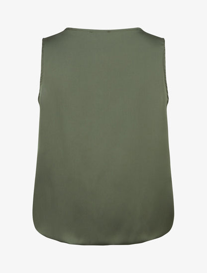 Top boule satiné à bijou métallique - Kaki - 2
