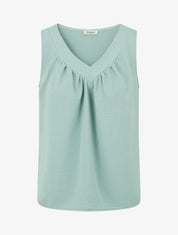 Top uni sans manches à col V - Vert d&