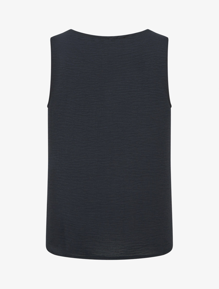 Top uni sans manches à col V - Bleu nuit - 2