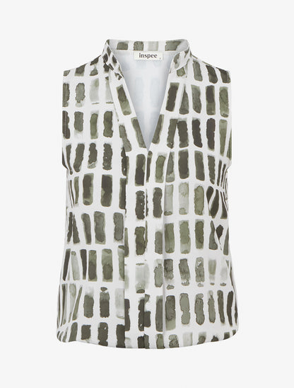 Top sans manches imprimé fantaisie - Kaki - 1