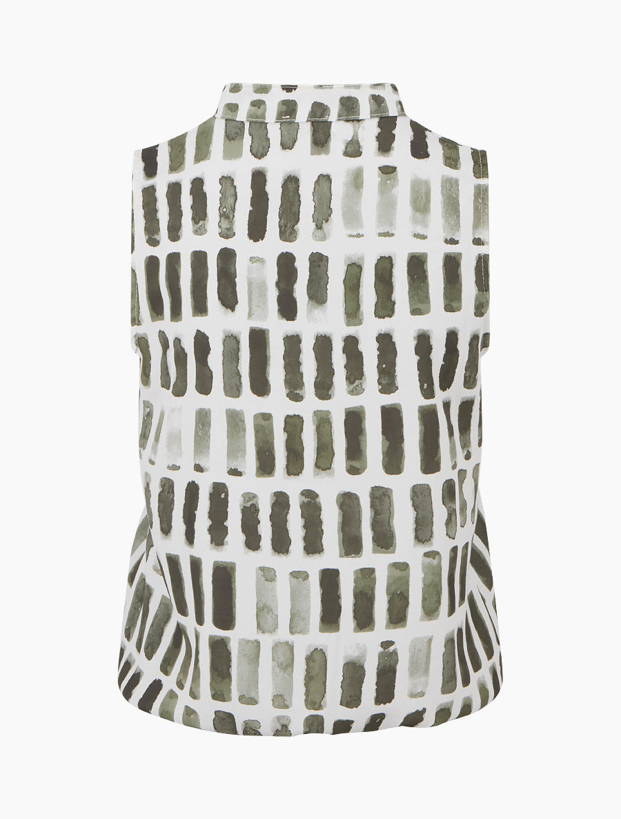Top sans manches imprimé fantaisie - Kaki - 2