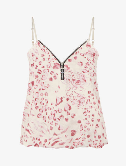 Caraco boule à zip et imprimé léopard fleuri - Rose - 1