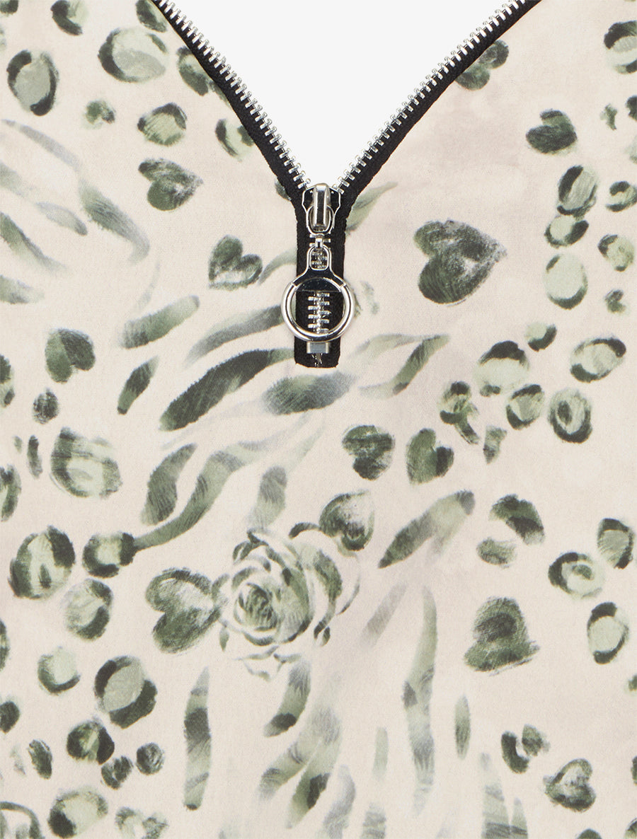 Caraco boule à zip et imprimé léopard fleuri - Kaki - 3