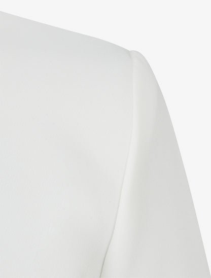 Veste droite à col rond et épaulettes - Blanc - 3