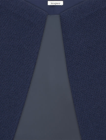 Veste droite à col rond et épaulettes - Marine - 3