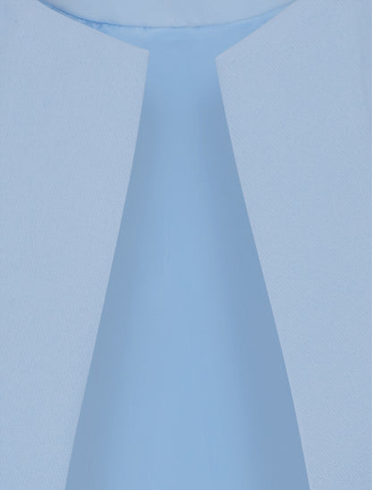 Veste droite à col rond et épaulettes - Bleu ciel - 3