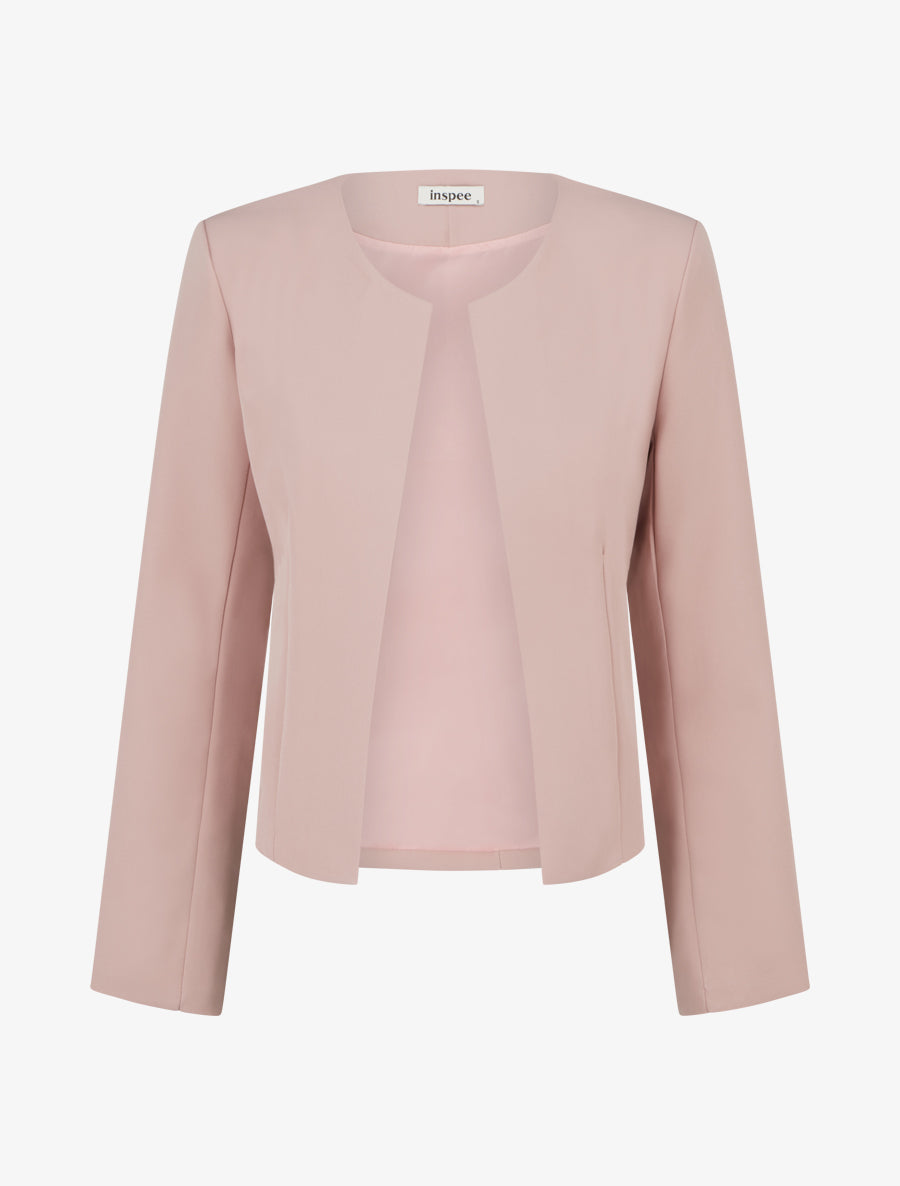 Veste droite à col rond et épaulettes - Rose - 1