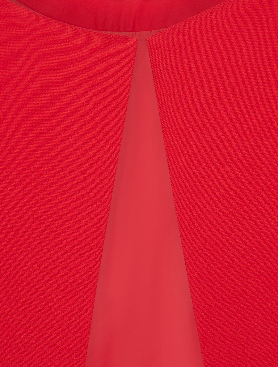 Veste droite à col rond et épaulettes - Rouge - 3