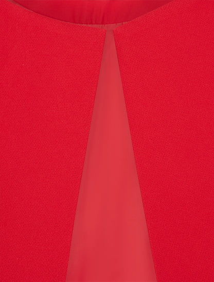 Veste droite à col rond et épaulettes - Rouge - 3