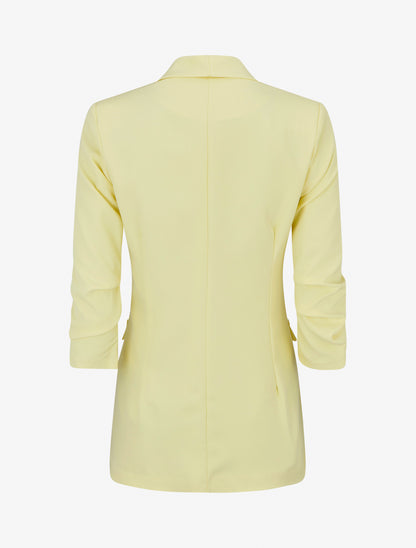 Blazer uni à manches froncées - Jaune citron - 2