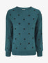 Pull en maille à pois - Bleu pétrole - 1