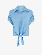 Chemise à nouer ample à manches courtes - Bleu ciel - 1
