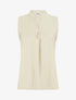Top droit sans manches à boutons décoratifs - Beige - 1