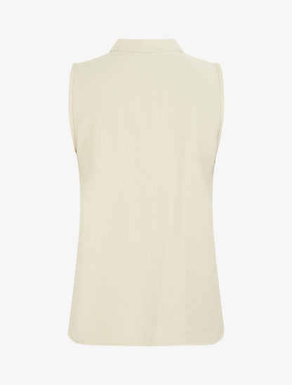 Top droit sans manches à boutons décoratifs - Beige - 2
