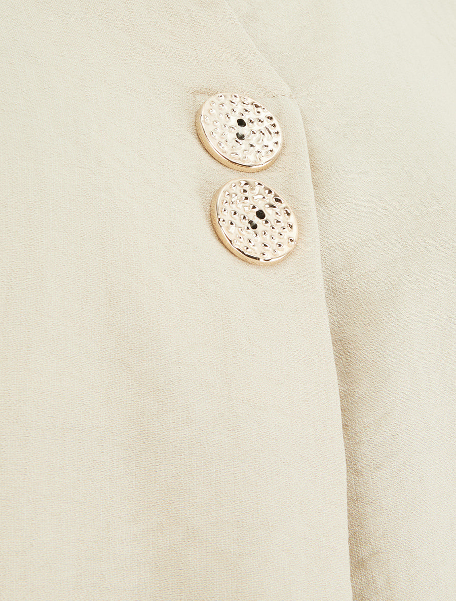 Top droit sans manches à boutons décoratifs - Beige - 3