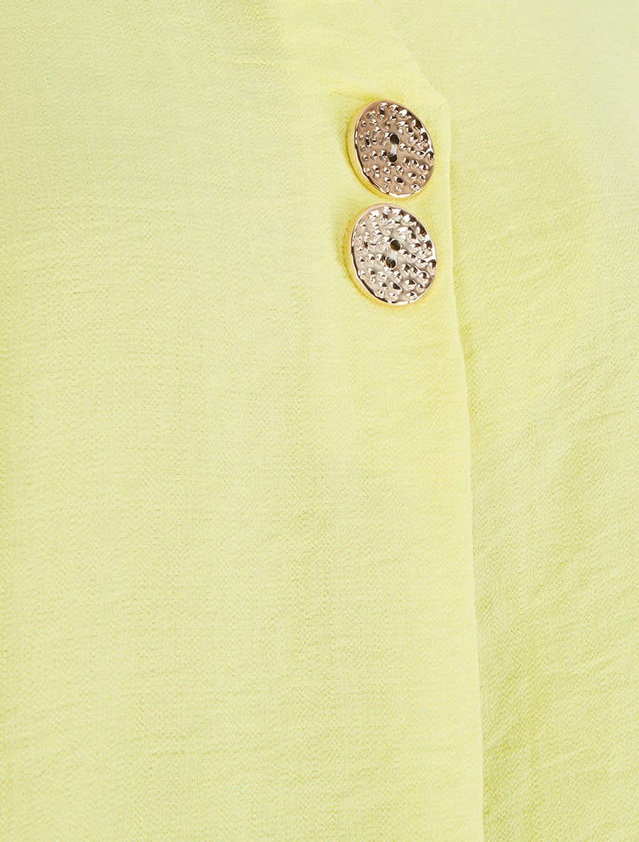 Top droit sans manches à boutons décoratifs - Jaune - 3