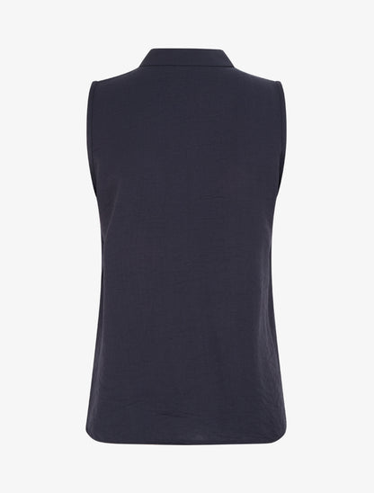 Top droit sans manches à boutons décoratifs - Marine - 2