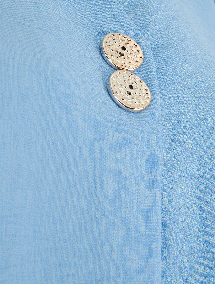 Top droit sans manches à boutons décoratifs - Bleu ciel - 3