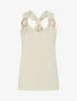 Top droit à dos nageur et bretelles bijoux - Beige - 1