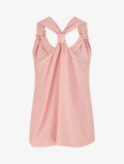 Top droit à dos nageur et bretelles bijoux - Rose - 2