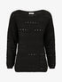 Pull en maille ajourée et en relief - Noir - 1