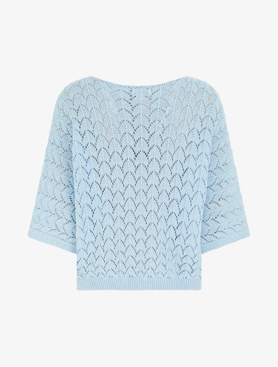 Pull ajouré manches courtes - Bleu ciel - 2