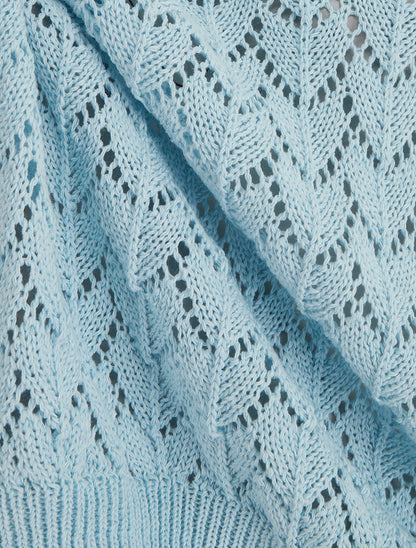 Pull ajouré manches courtes - Bleu ciel - 3