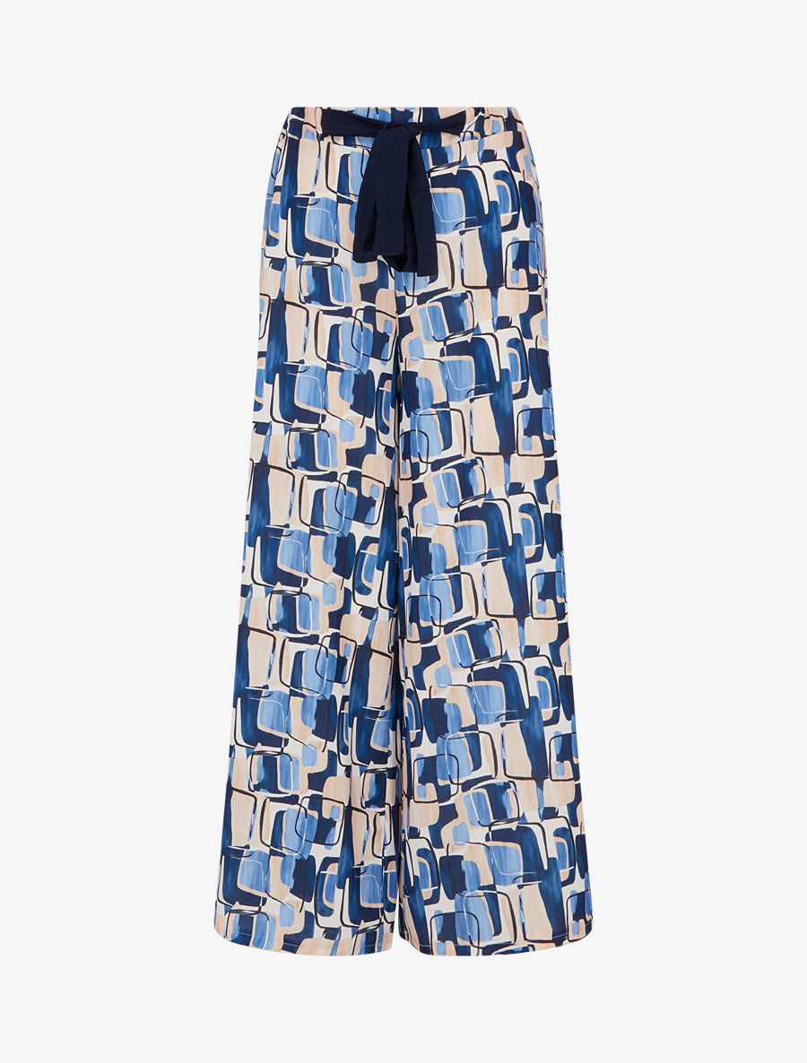 Pantalon ample imprimé graphique - Marine - 1