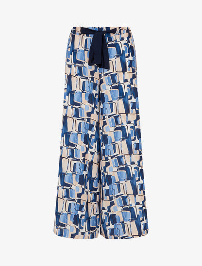 Pantalon ample imprimé graphique - Marine - 1