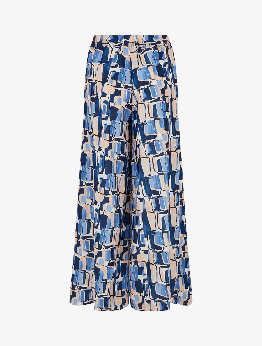 Pantalon ample imprimé graphique - Marine - 2