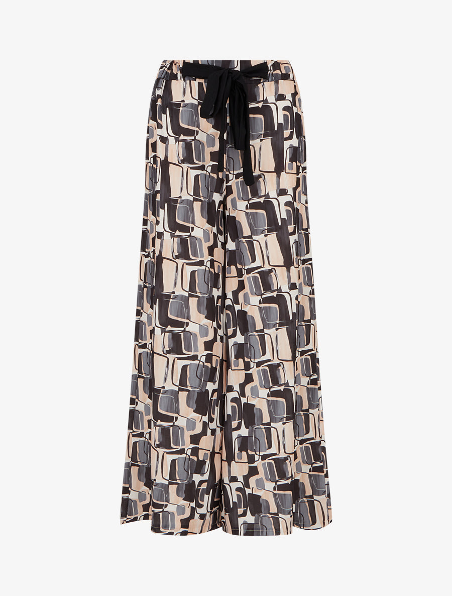 Pantalon ample imprimé graphique - Noir - 1