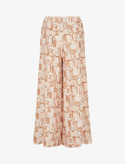 Pantalon ample imprimé graphique - Beige - 2